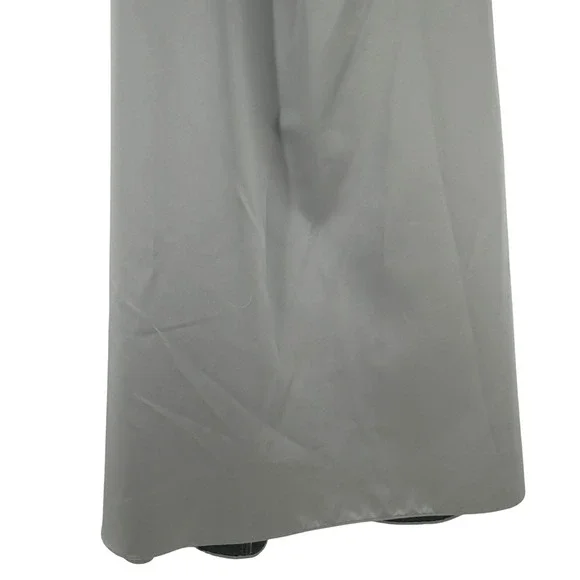 ABS Evening Women Gown 6 Silver Grey Ruched Satin Spaghetti Strap Old Hollywood - Picture 9 of 9